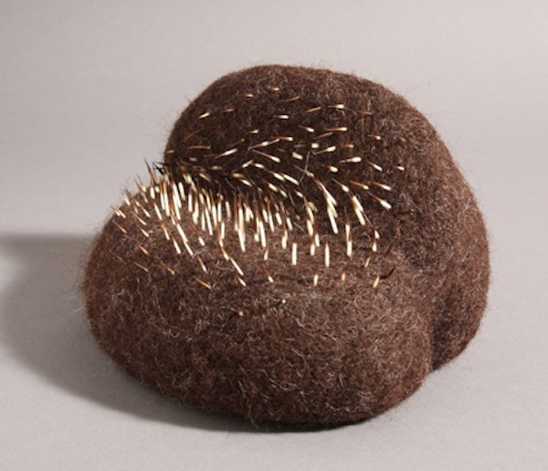 Stephanie Metz "Amorphozoa #9" Felted wool, porcupine quills 6.5" x 7" x 6.5" 2009