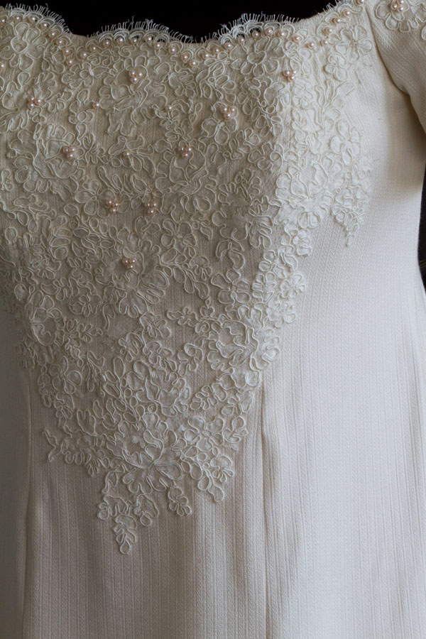 "Wedding Dress", silk, French Alencon lace, and Ayoka pearls, 2010.