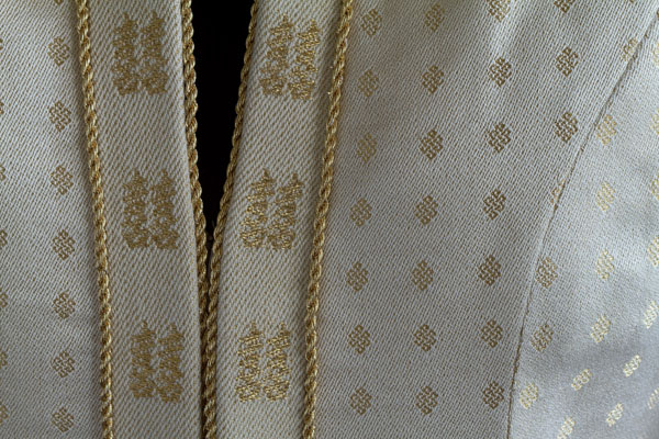 "Wedding Coat" silk, wool, and gold thread 2010.