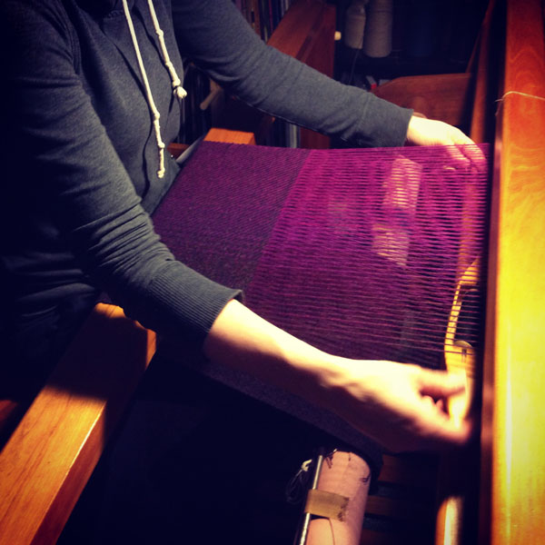 Weaving away on my Kyra loom.