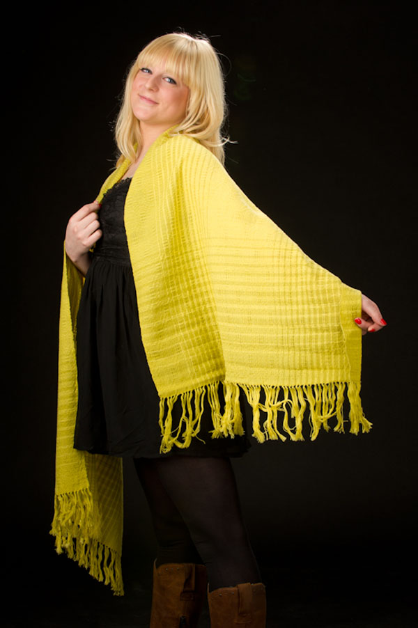A very yellow shawl that I wove.