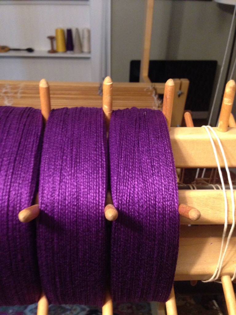 Yarn wound on to a sectional warp beam.